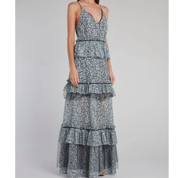 ZAC Zac Posen Dresses & Skirts - NWT Zac Posen Light Blue Tiered Lace Maxi Dress - Size 4